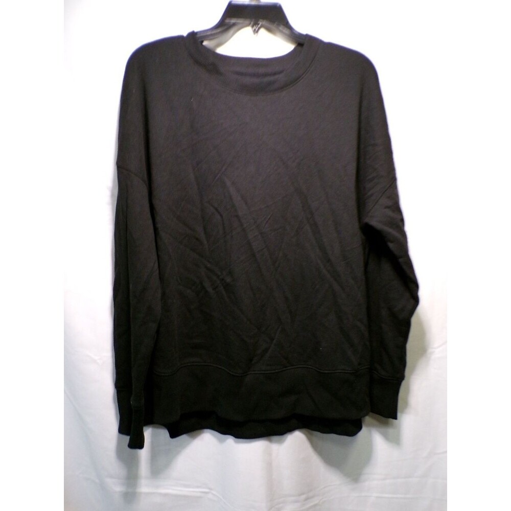 Time And Tru Women's Black Crewneck Pullover Sweatshirt Large L Relaxed